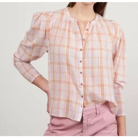 Ulla Johnson Nour Blouse Button Down Top Plaid Size 4 - Picture 1 of 5